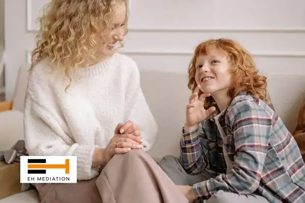 Happy mother and child after sorting child arrangements mediation Southampton