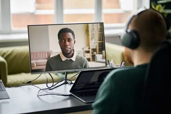 Man attending online mediation Southampton MIAMS session